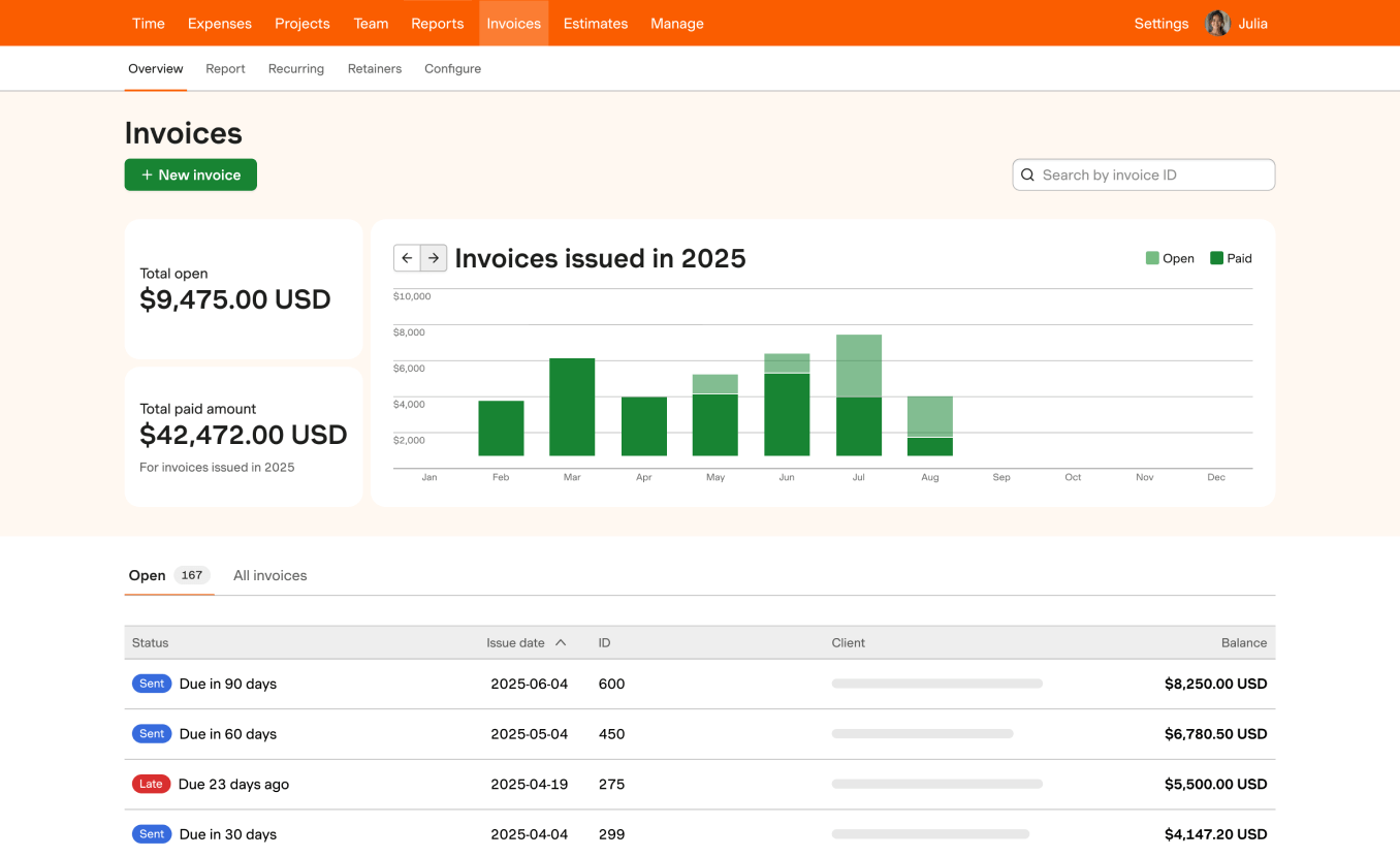 Harvest invoicing tool