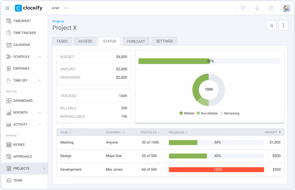 Clockify project management tool