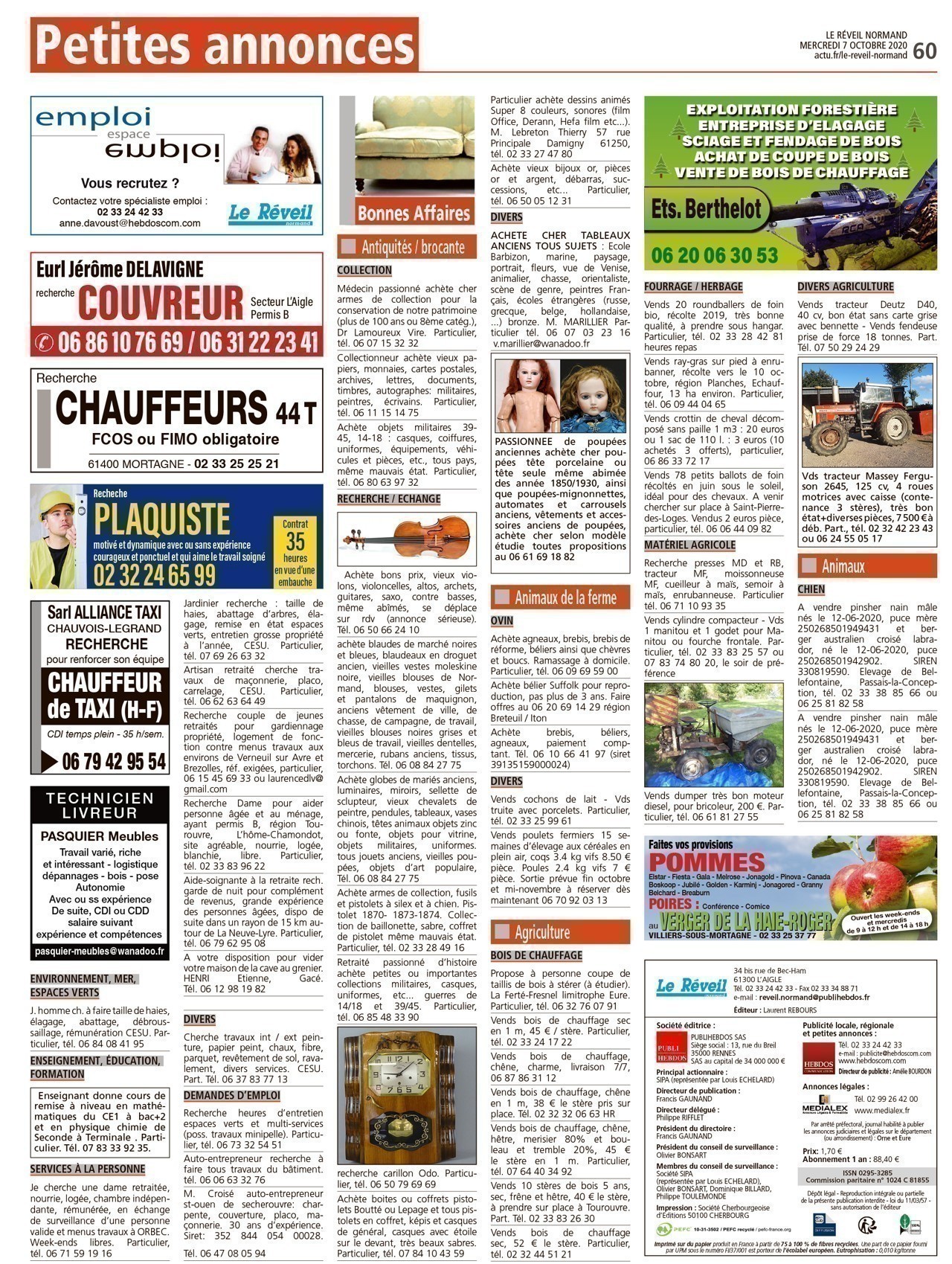 Petites annonces. La page oubliée du Réveil Normand
