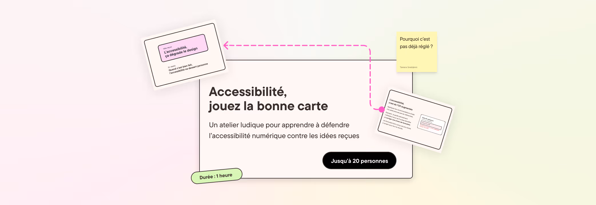 A hands-on workshop to learn how to debunk the myths around digital accessibility. Up to 20 people. Max: 1h. Which excuse have you heard before?
