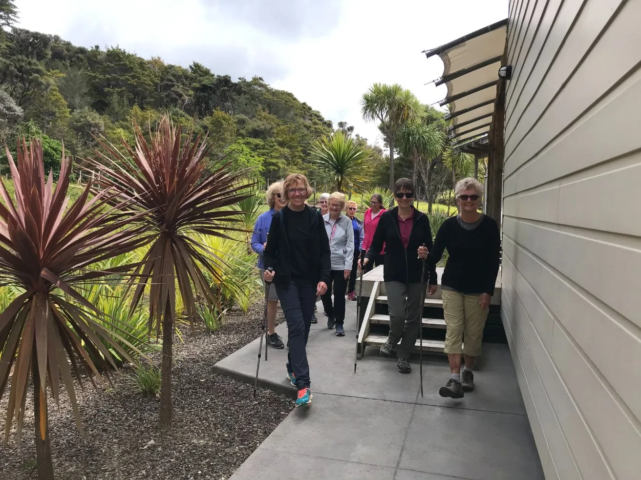 Group of walkers setting off from the holiday home