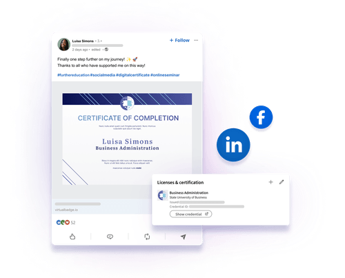 Example certificate post on social media and a linkedin certificate example