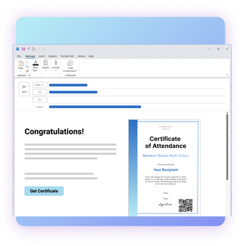 Send digital certificates via email
