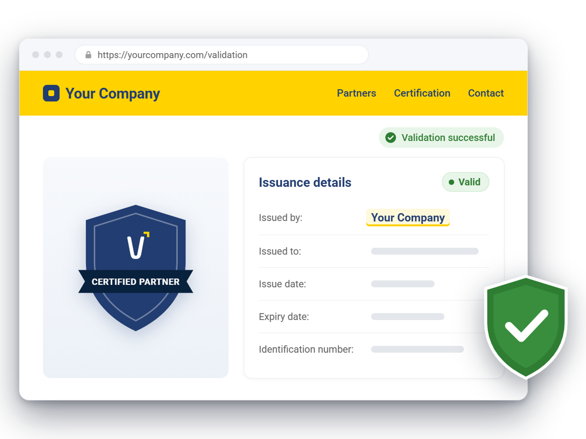Trust Badge mit Validierungsseite auf der Website des Ausstellers