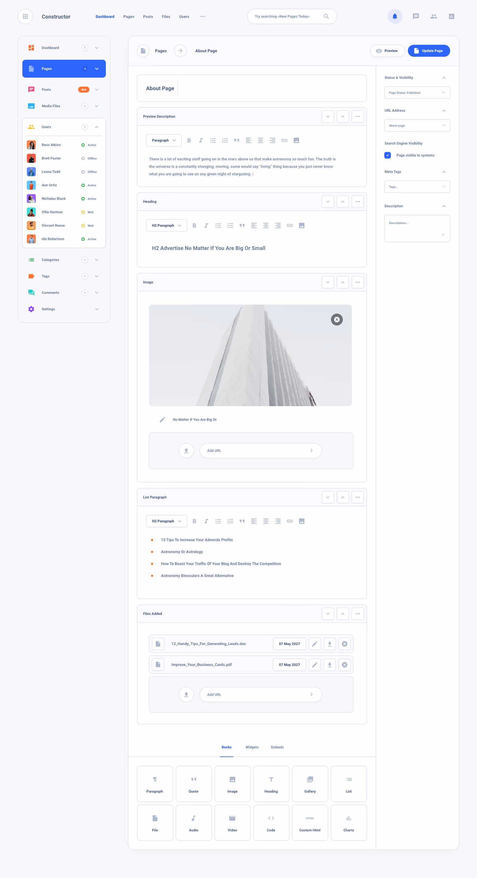 List Task Board Dashboard