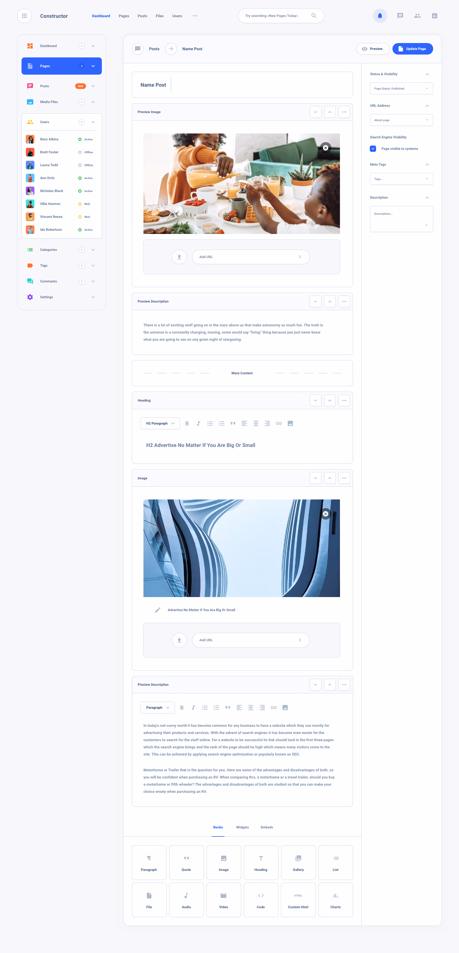 List Task Board Dashboard