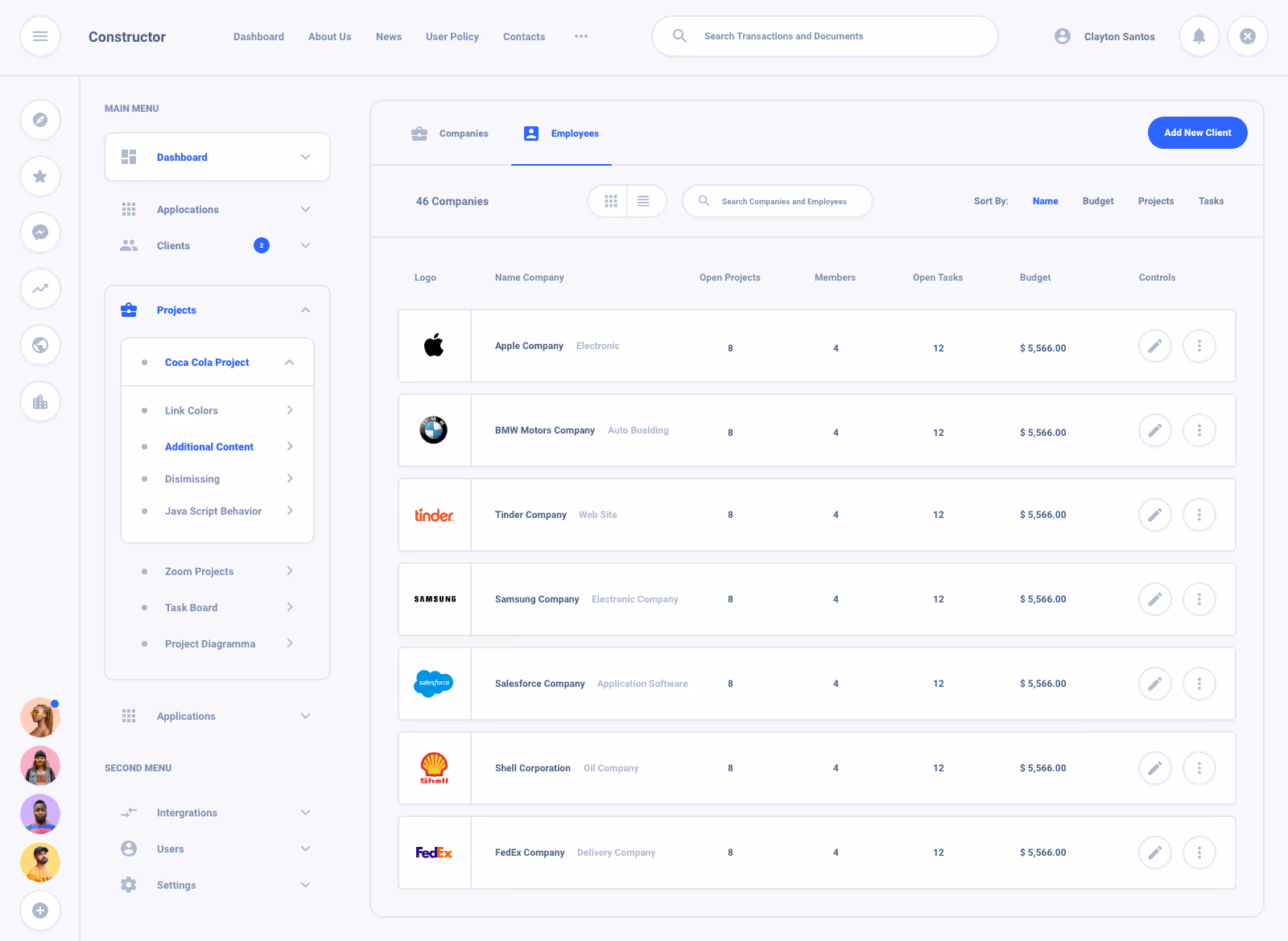 List Task Board Dashboard