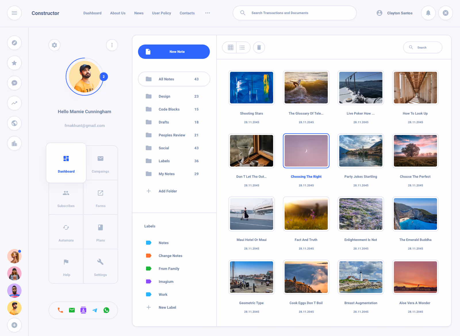 List Task Board Dashboard