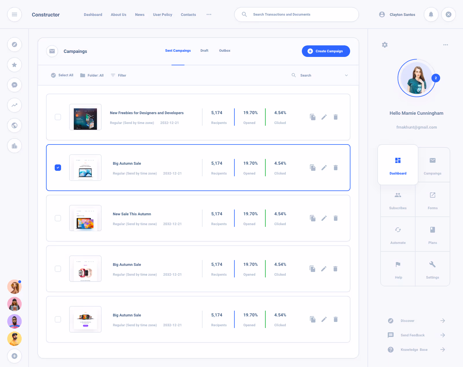 List Task Board Dashboard