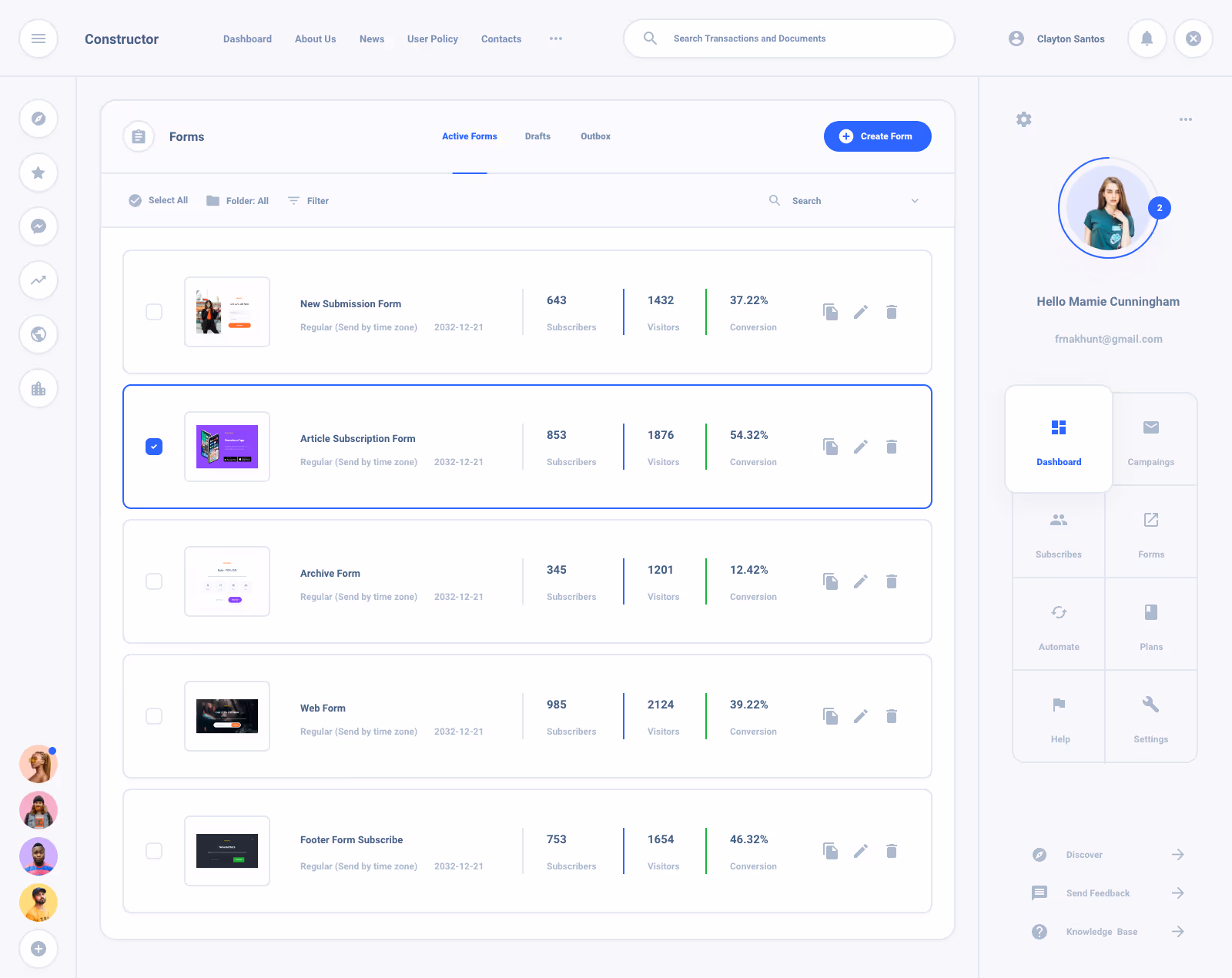 List Task Board Dashboard