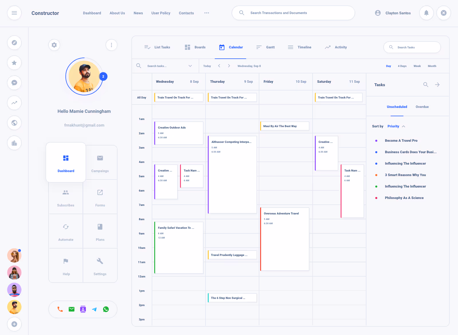 List Task Board Dashboard