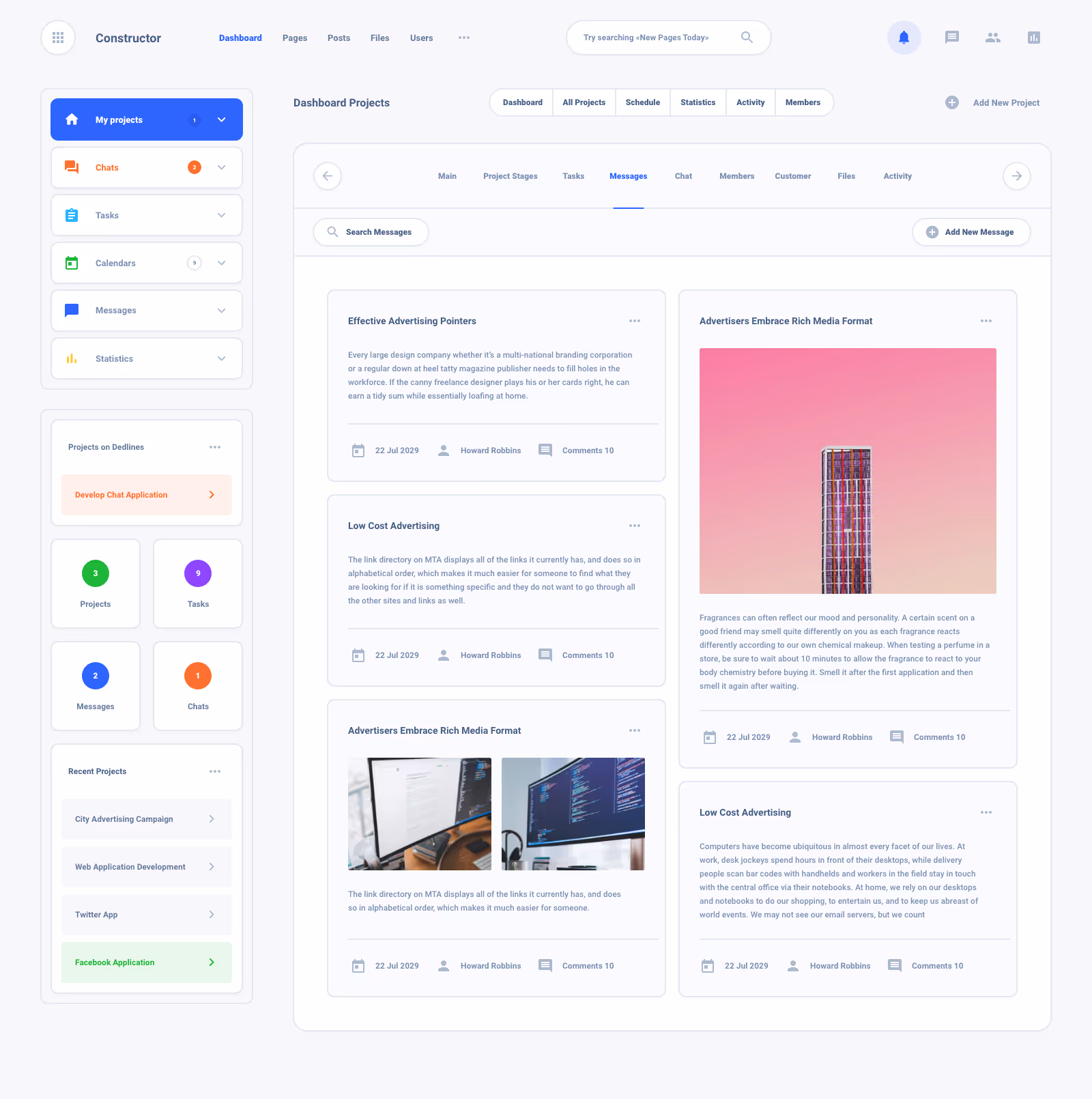 List Task Board Dashboard