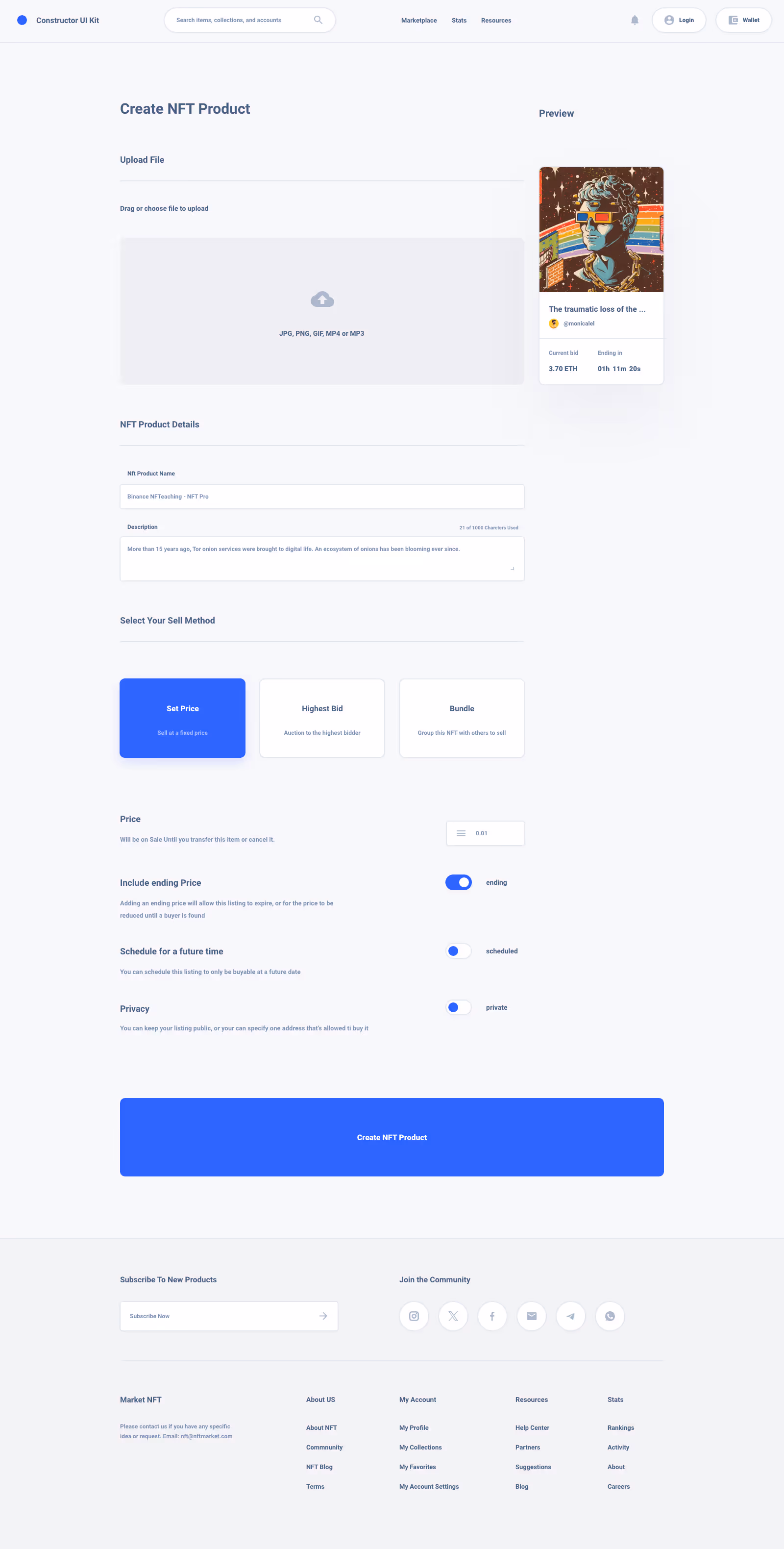 NFT Products Page