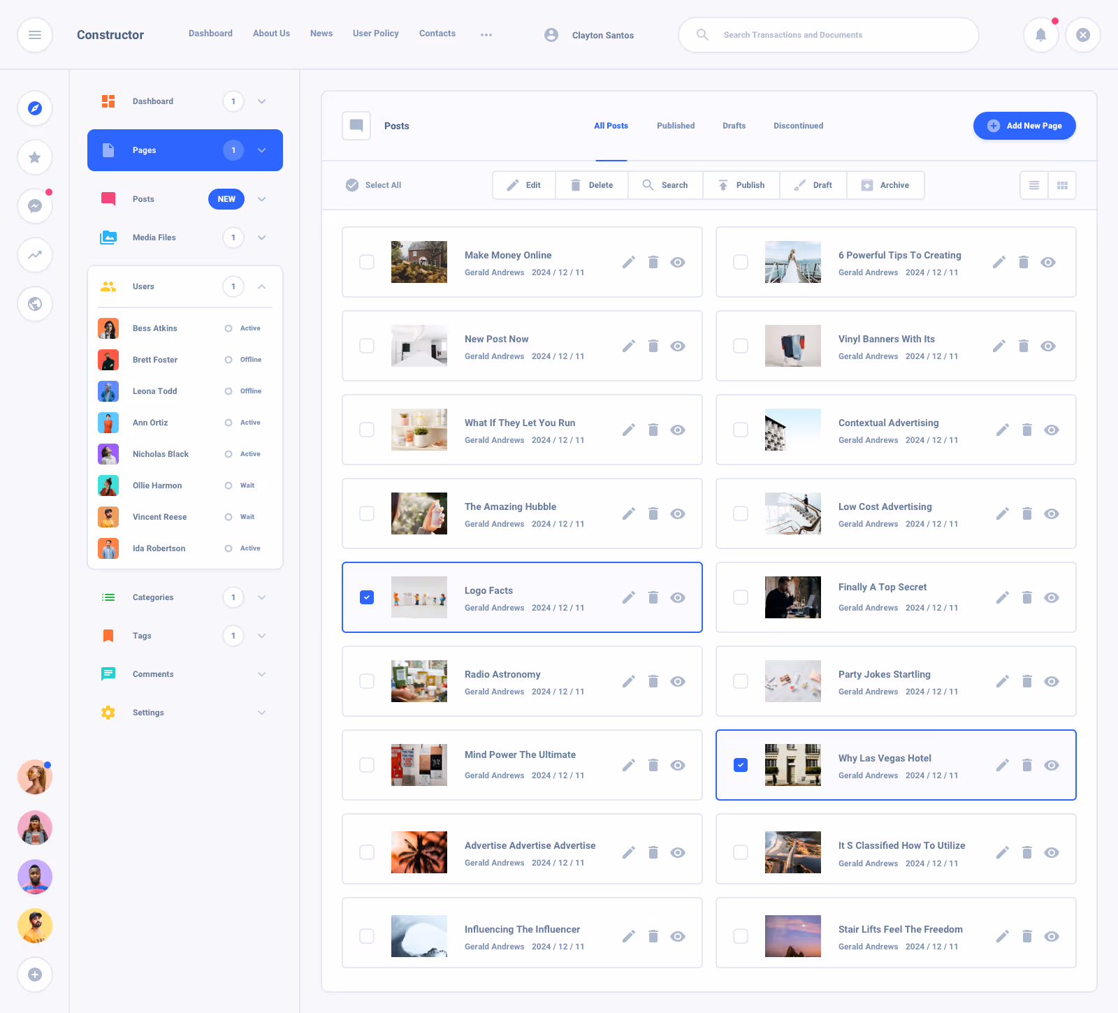 List Task Board Dashboard