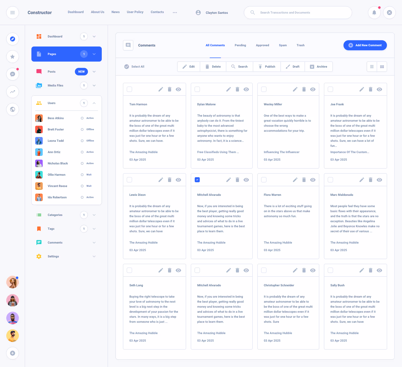List Task Board Dashboard