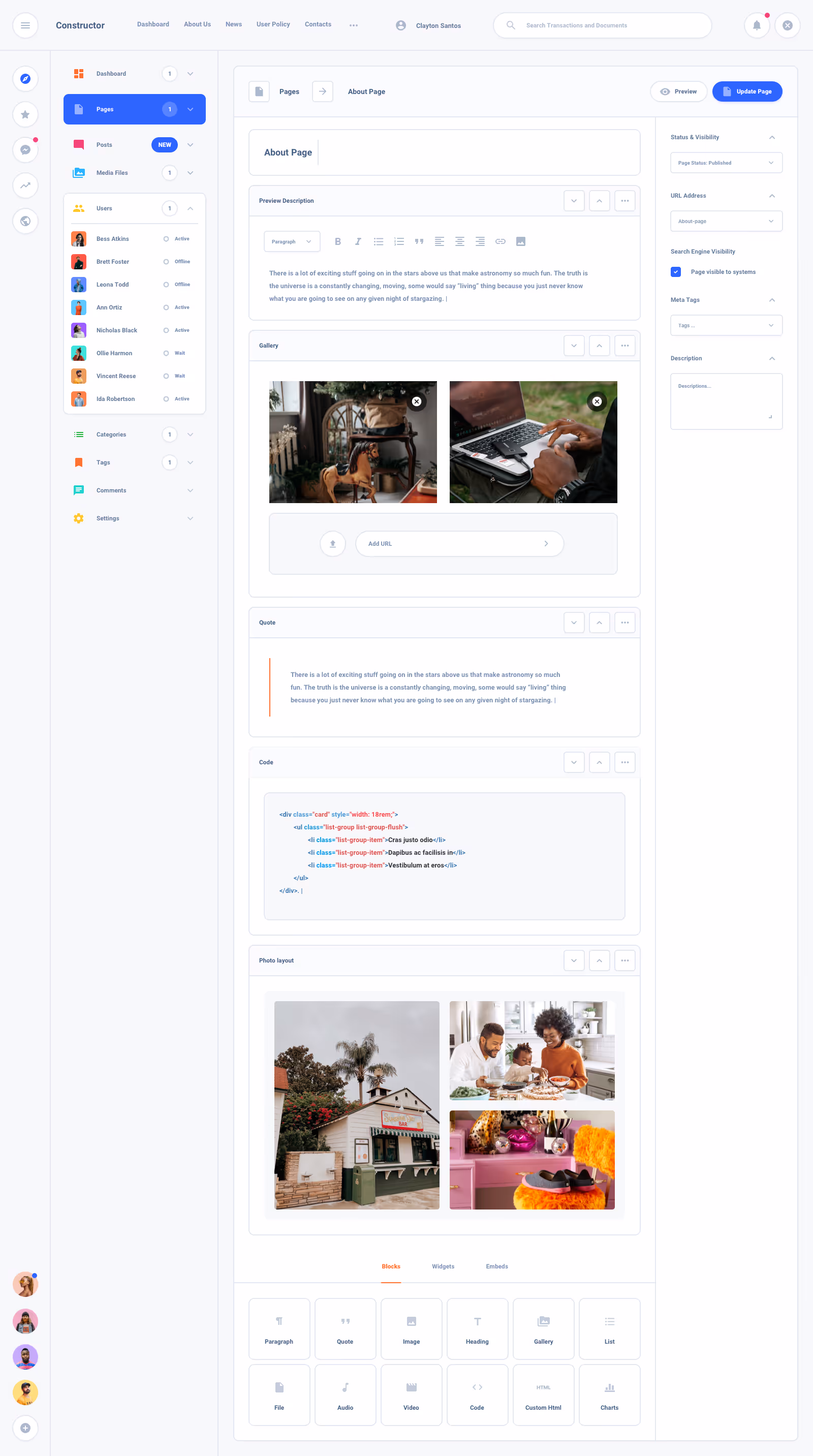 List Task Board Dashboard