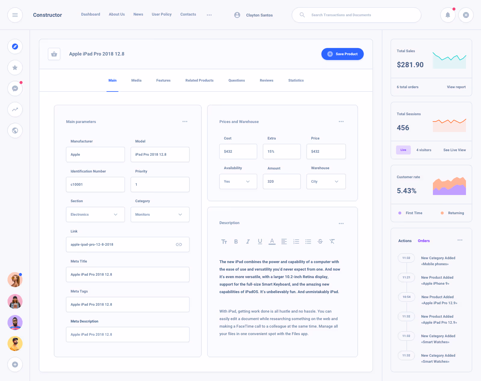 List Task Board Dashboard