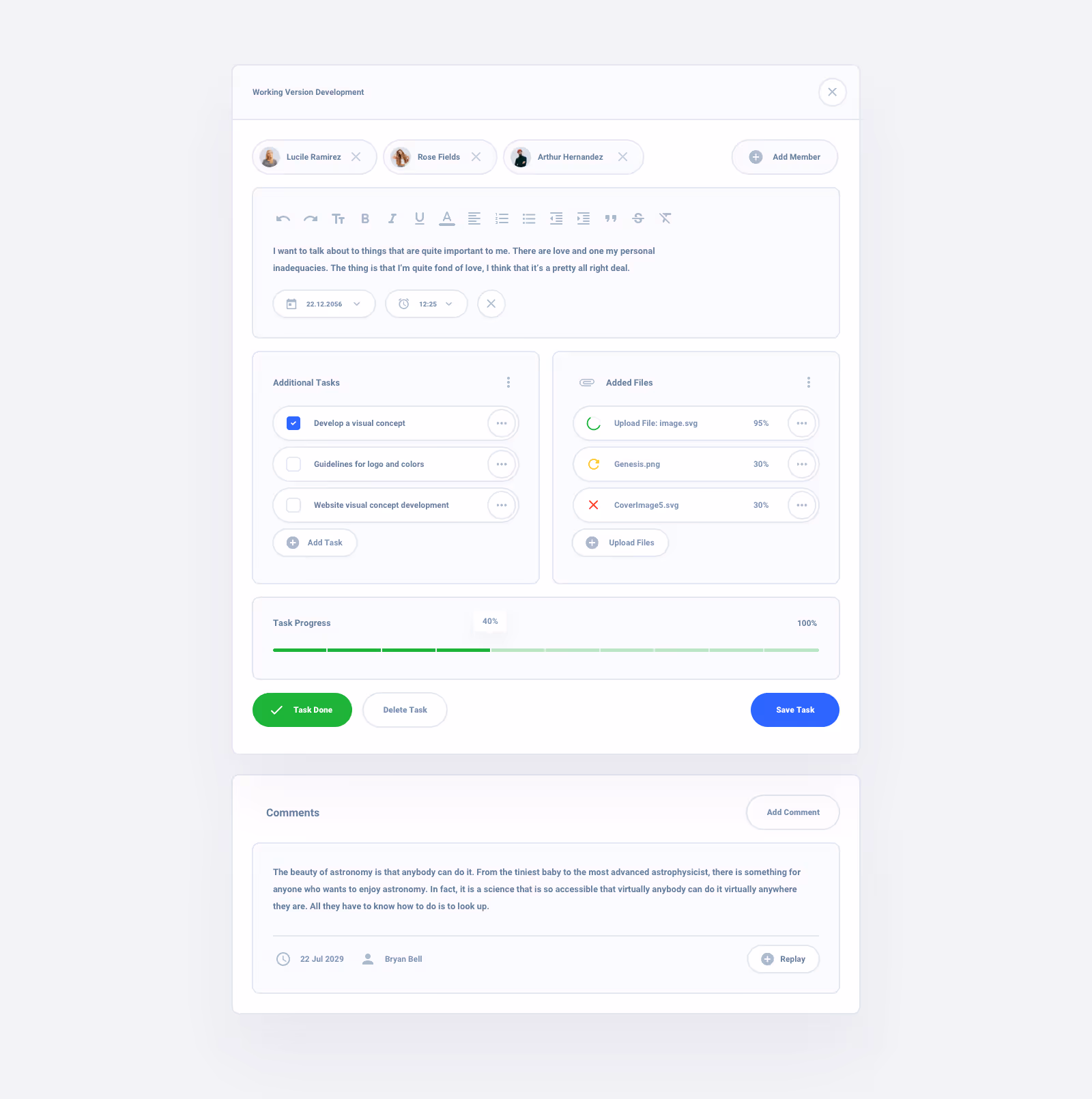 List Task Board Dashboard