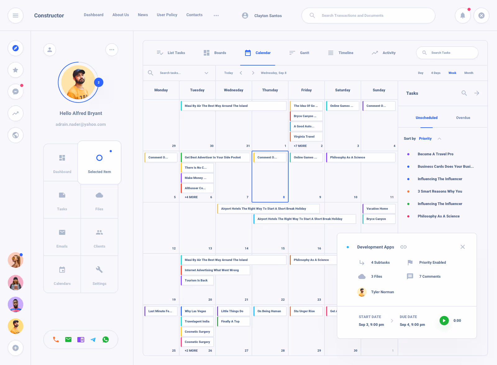 List Task Board Dashboard