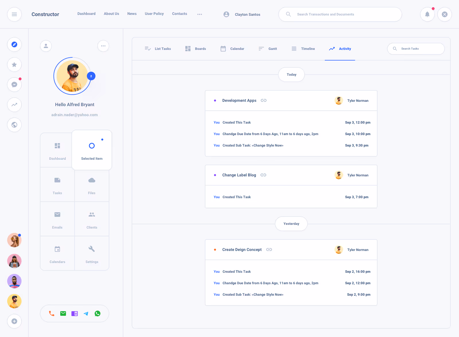 List Task Board Dashboard