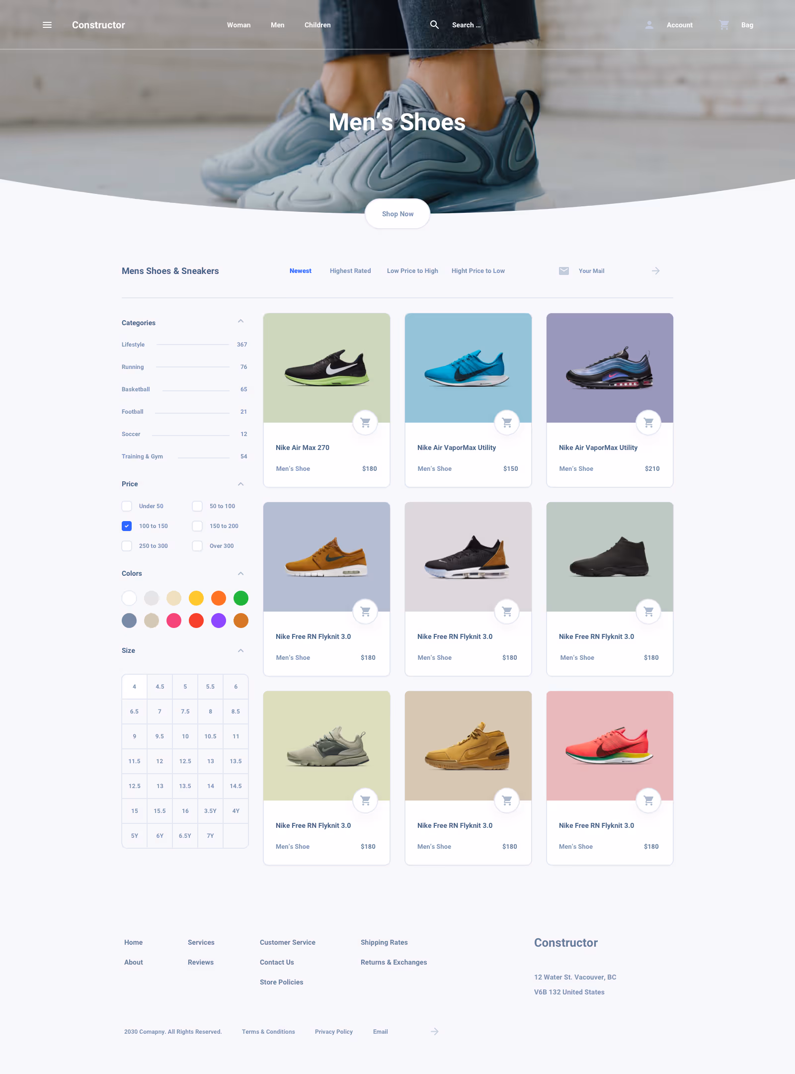 Shoes Commerce Ui Kit for Sketch, Figma and Adobe XD