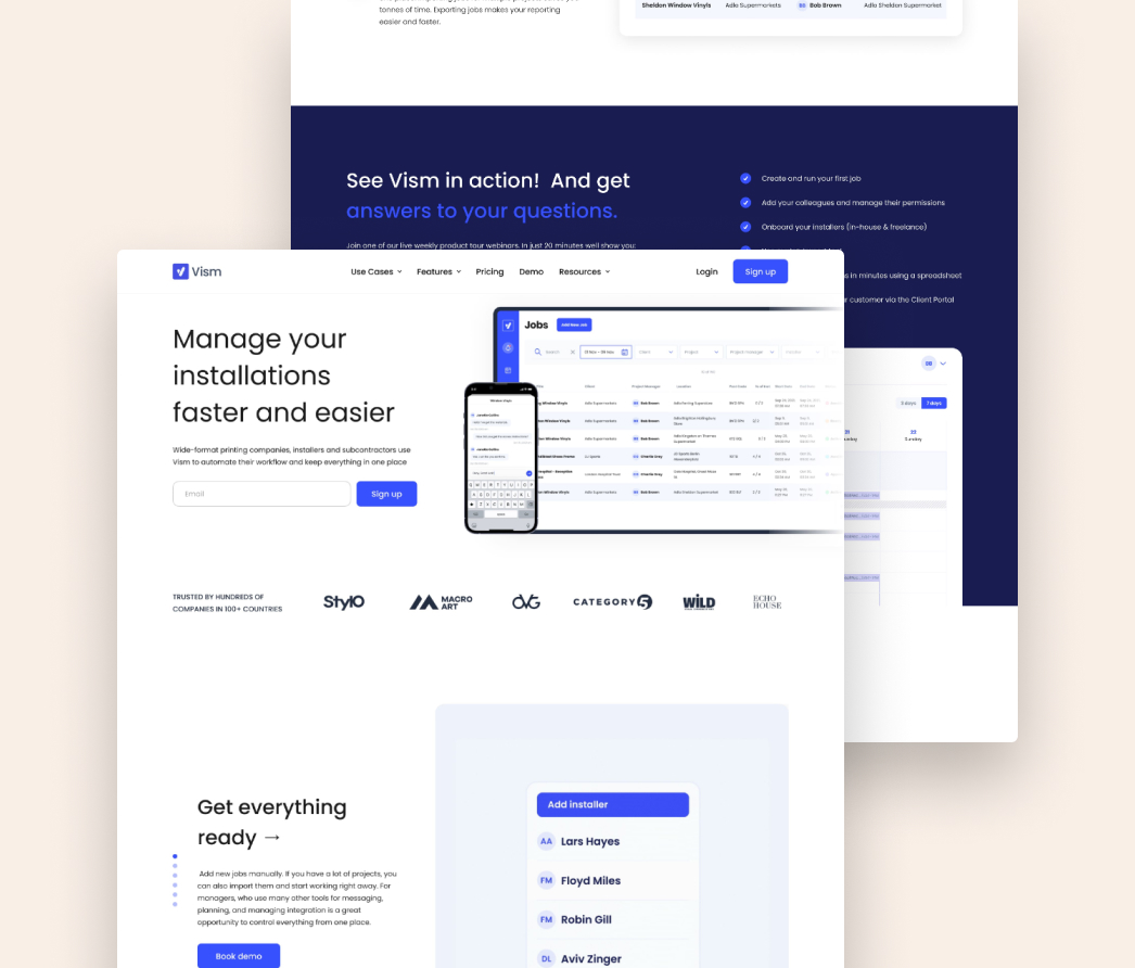 A mockup of a project