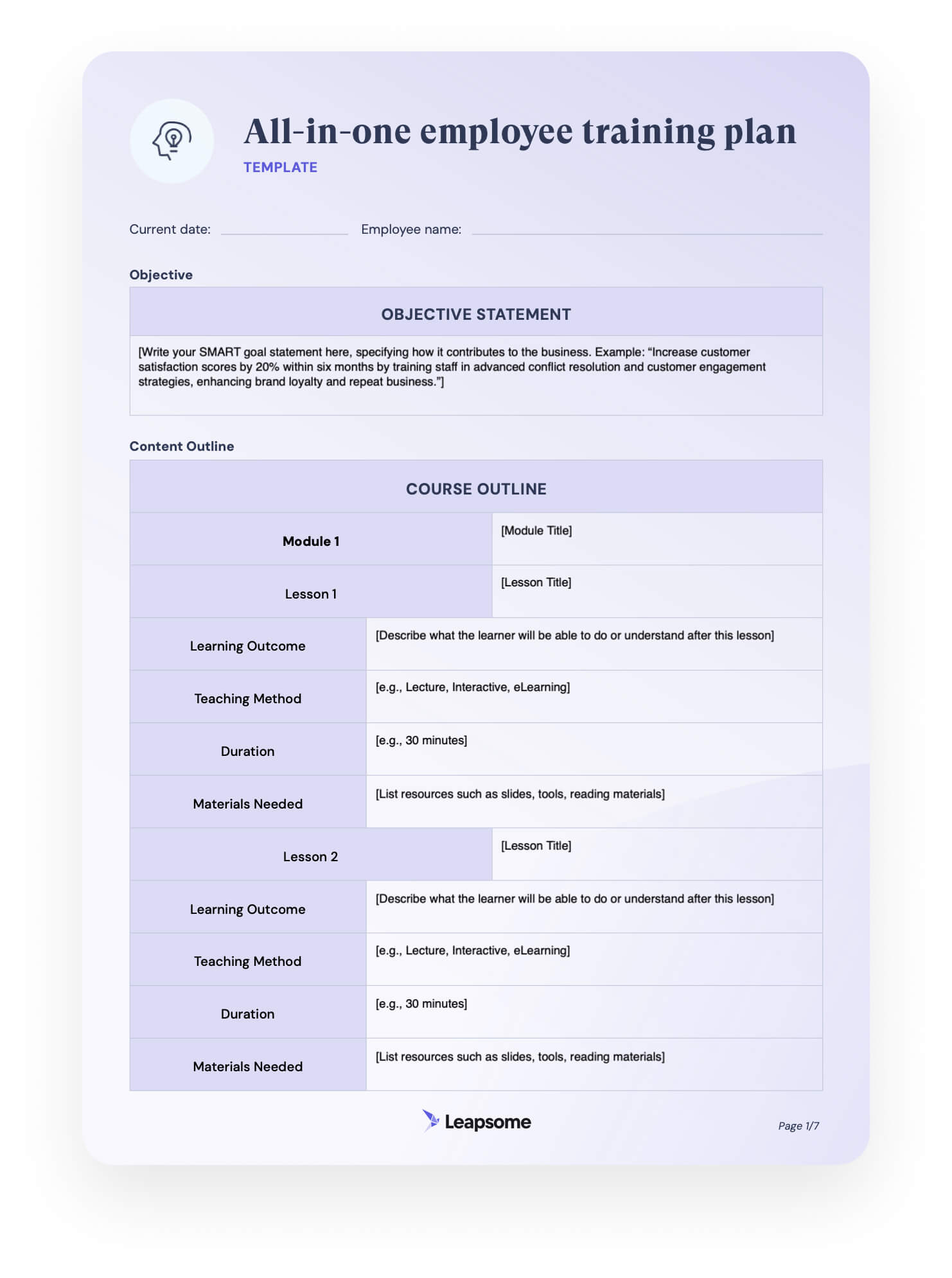 Employee Training Plan Template for Effective Development