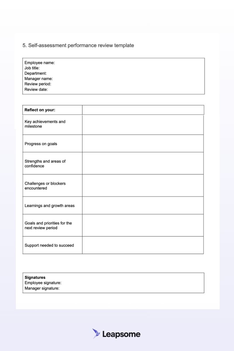 Employee performance review template