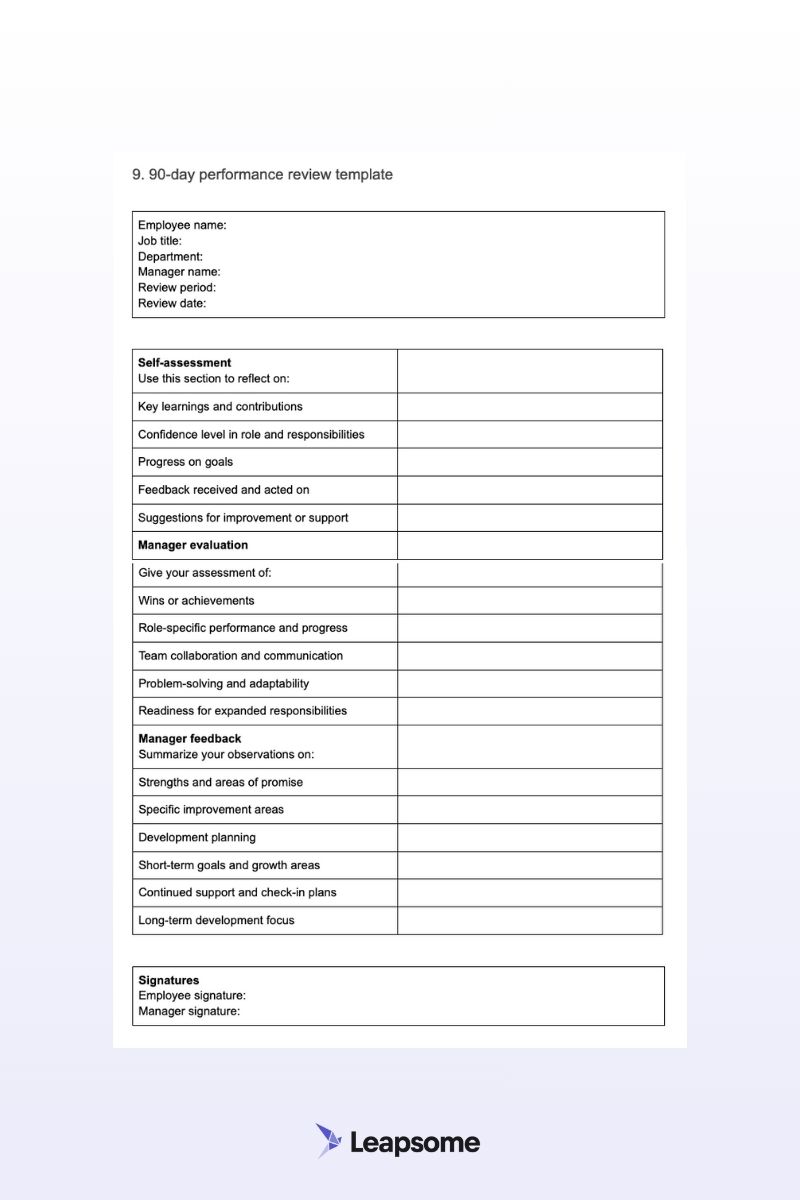 Employee performance review template