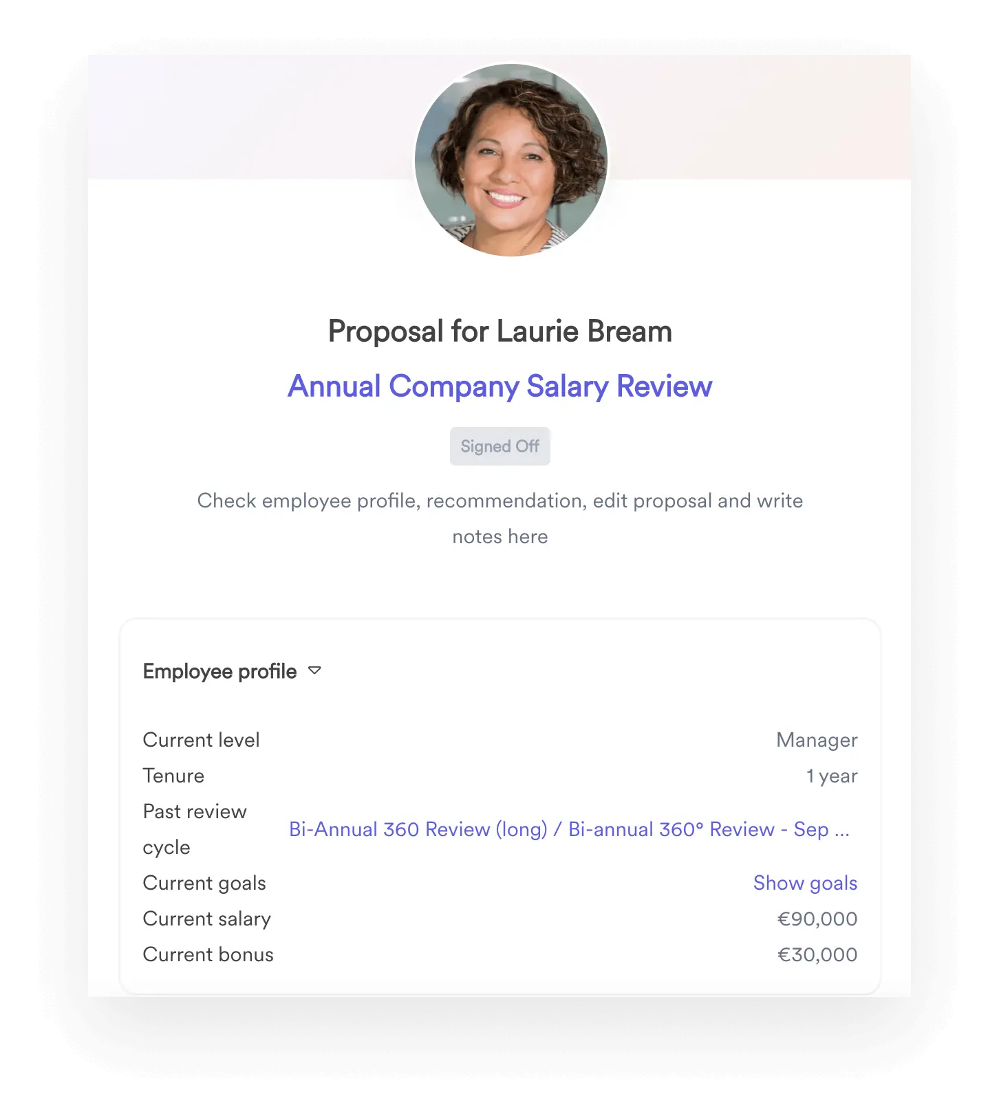 A screenshot of Leapsome’s compensation module.