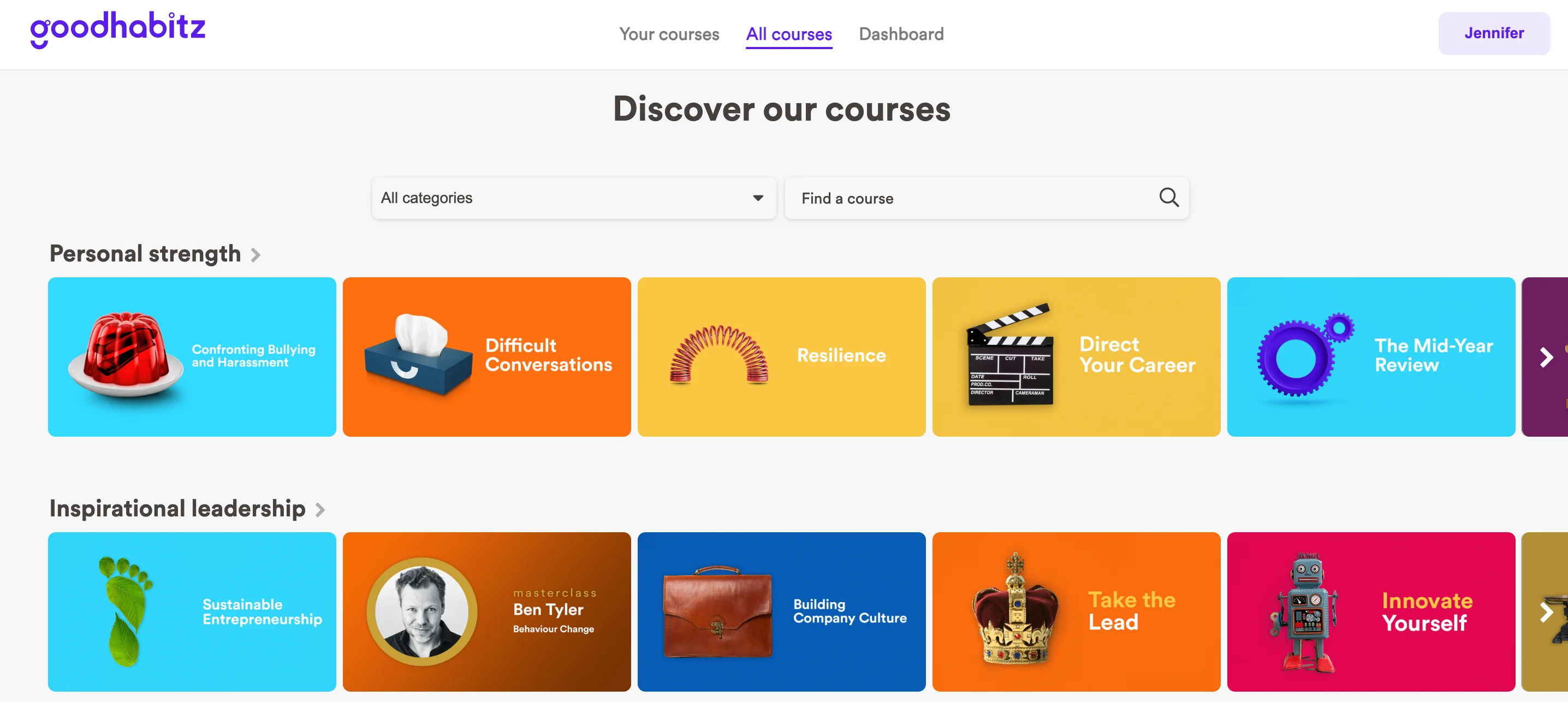 Screenshot of the Goodhabitz UI