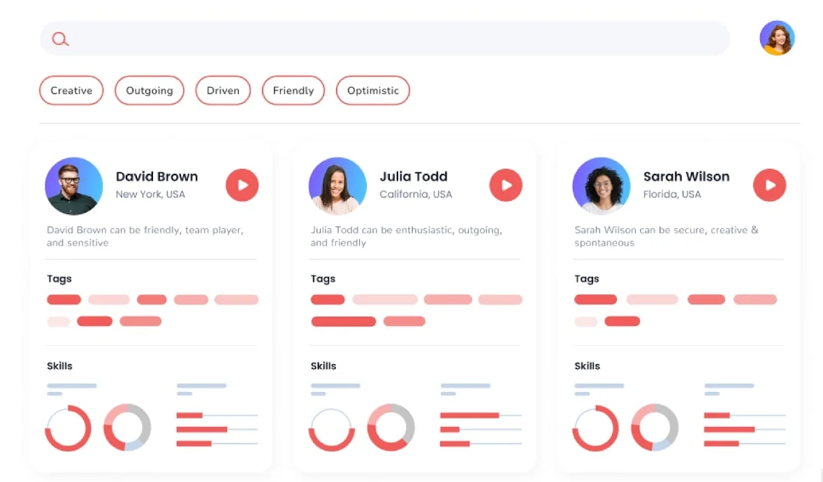 Screenshot of the MyInterview UI.