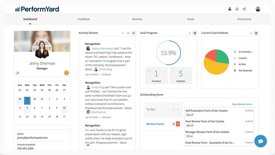 Screenshot of the PerformYard UI
