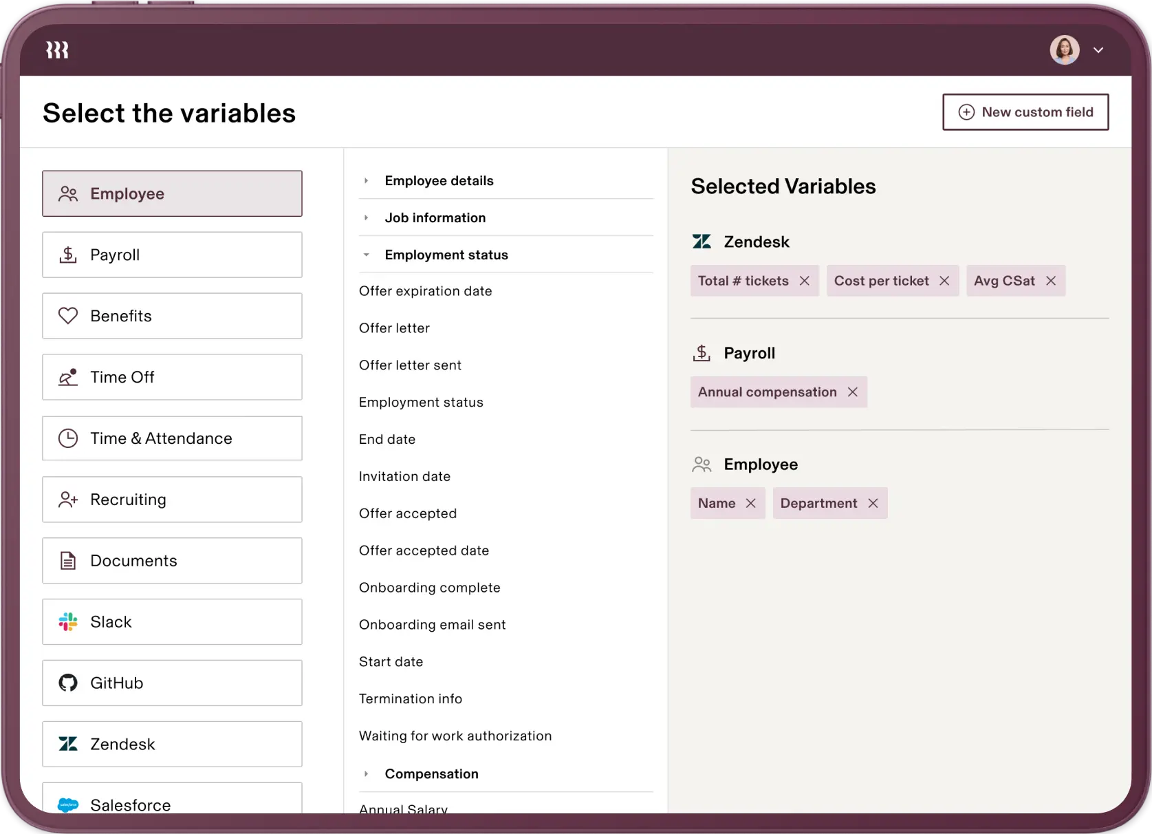 Screenshot of Rippling platform showing unified employee data management across HR, IT, and payroll systems