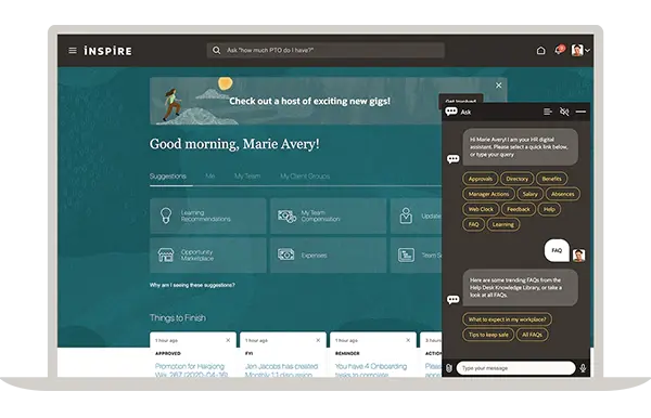 Product image of the Oracle HCM Cloud user dashboard.