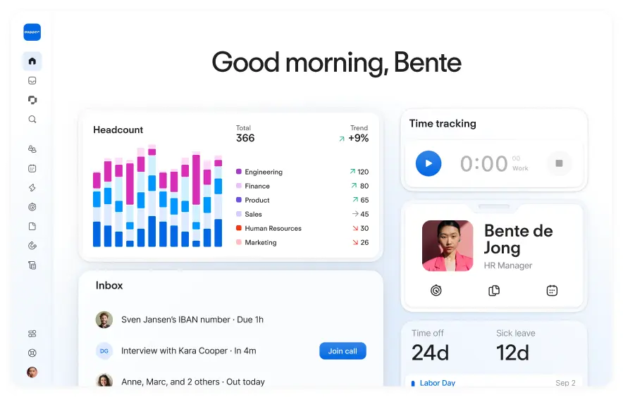 A screenshot of Personio's user dashboard