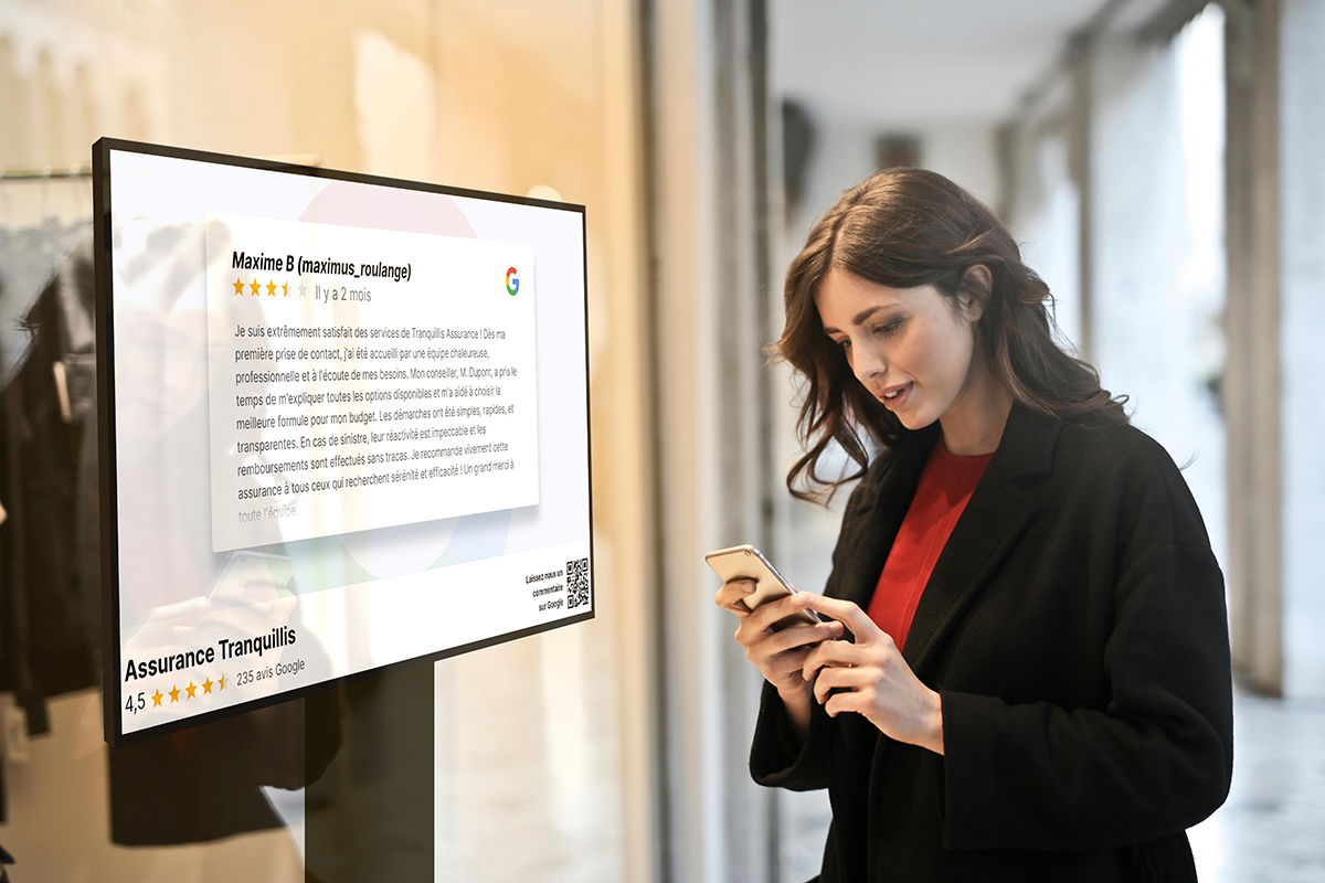 Logiciel d'affichage dynamique - Avis google
