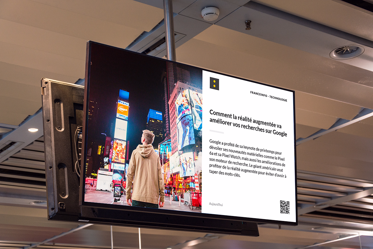 Écran d'affichage dynamique diffusant un flux RSS d'actualités - module ADS