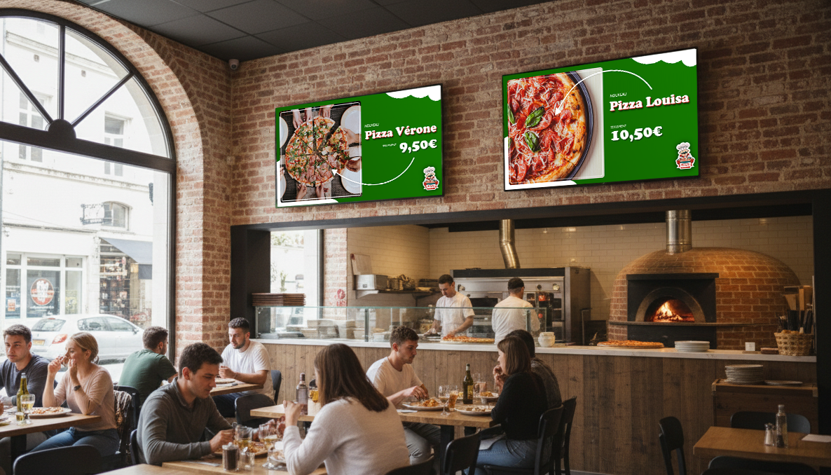 Écran d'affichage dynamique diffusant un diaporama d'images - module ADS