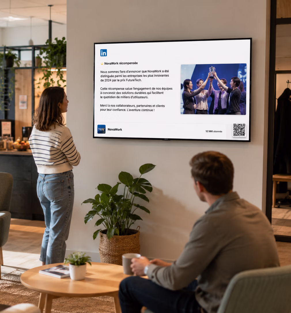 Écran d'affichage dynamique diffusant des informations dans une entreprise