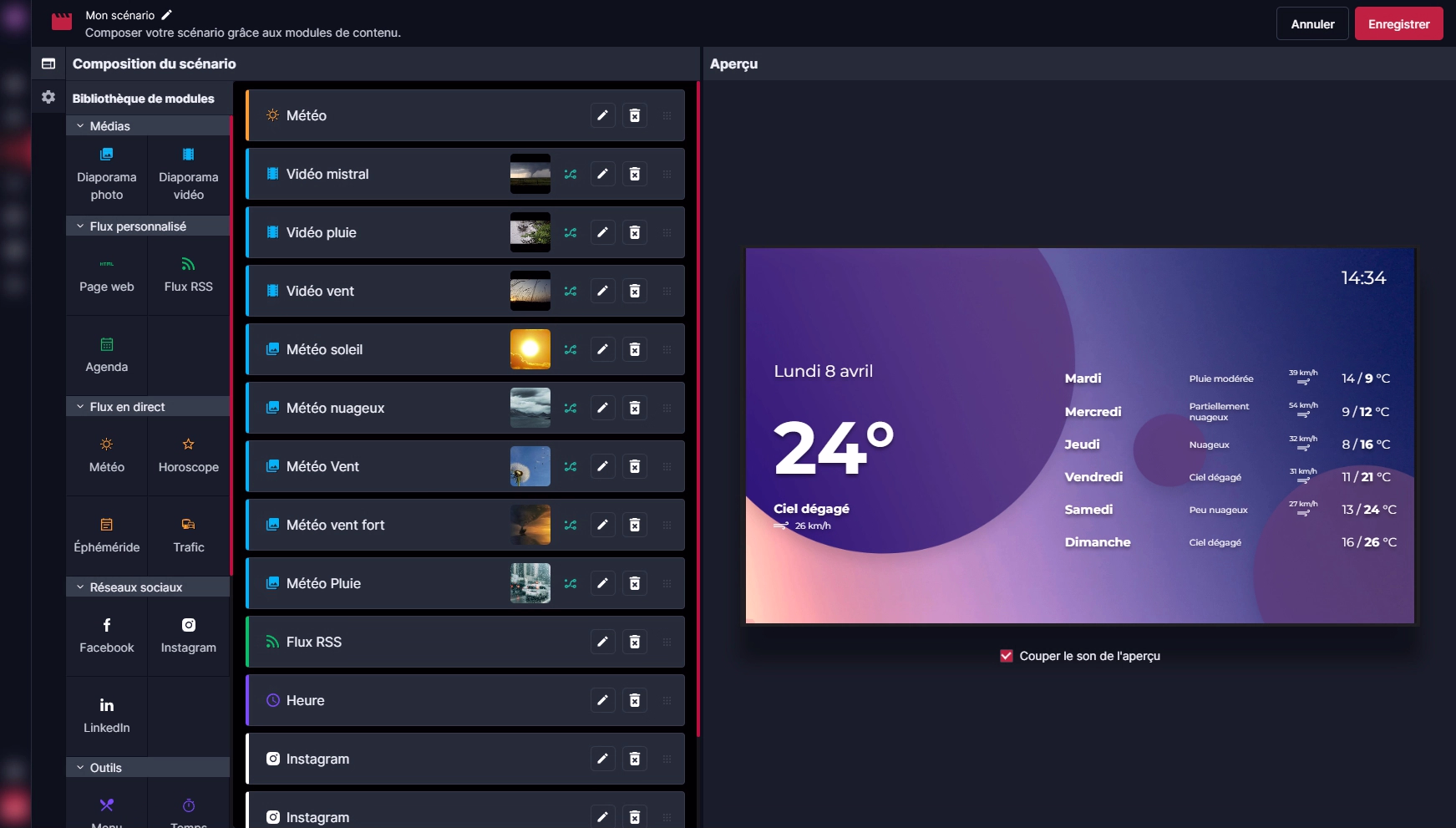 Interface ADS pour organiser les établissements, les écrans et les utilisateurs