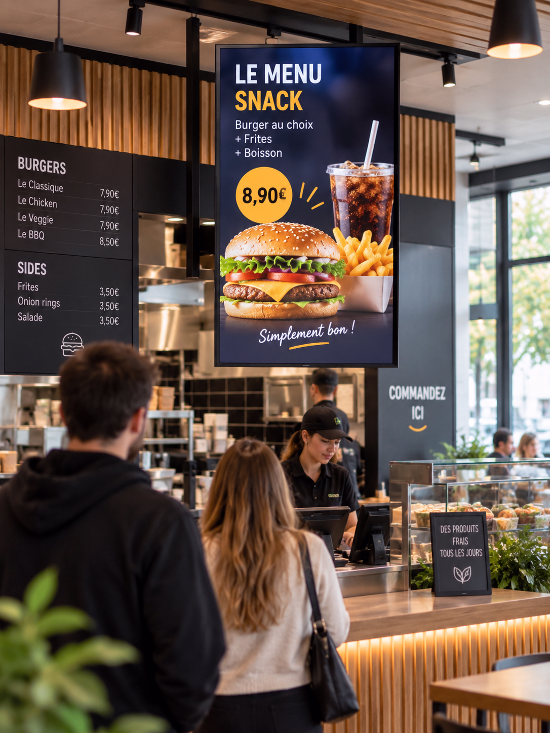 L'affichage dynamique pour la restauration rapide et le snacking