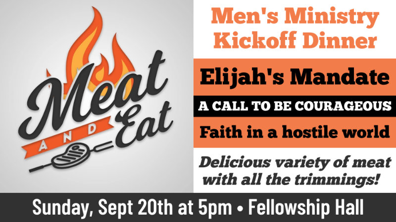 Men's Ministry Fall Kickoff & Fellowship Dinner ~ Sept 20th at 5pm