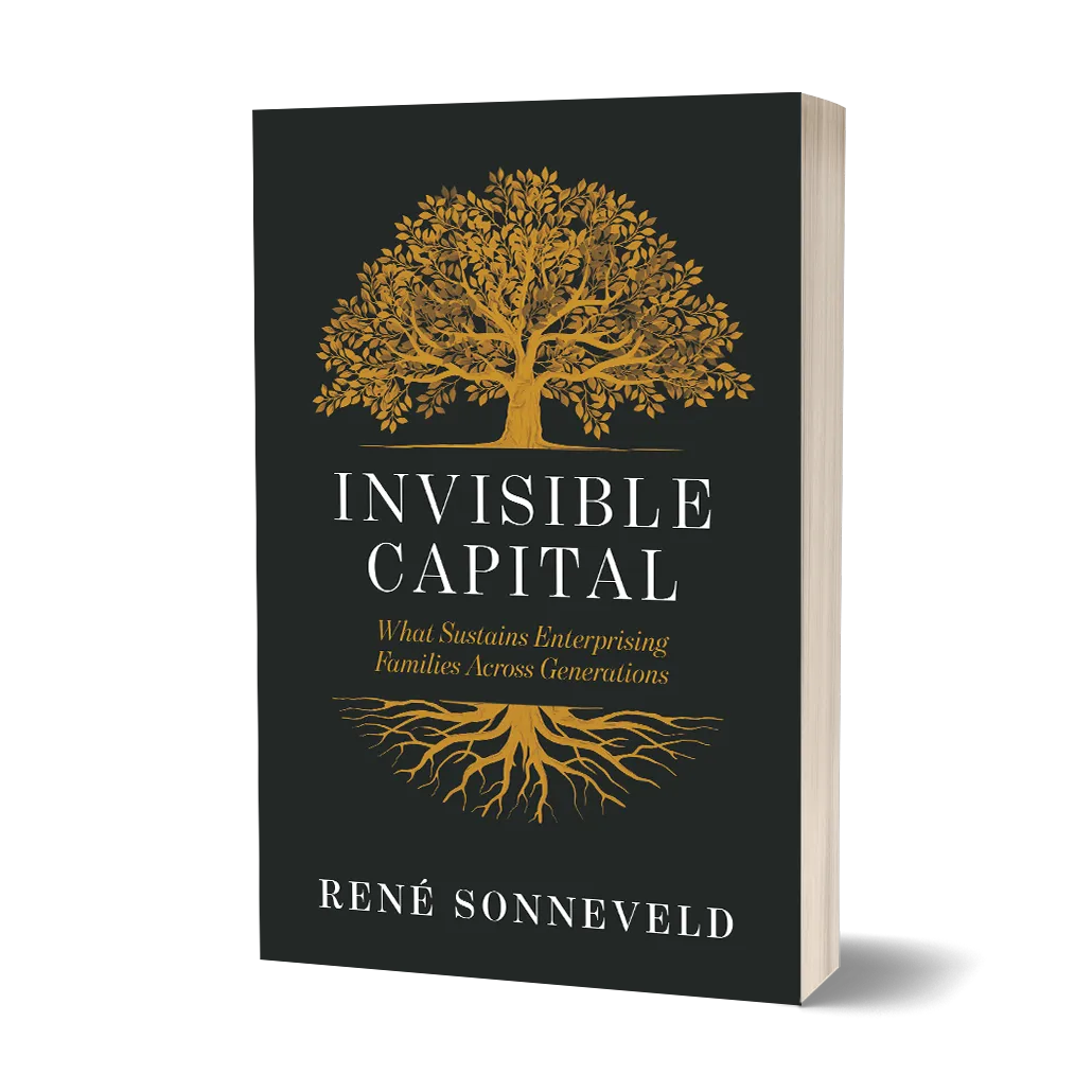Book cover of Invisible Capital by René Sonneveld with a gold tree and roots on a black background.