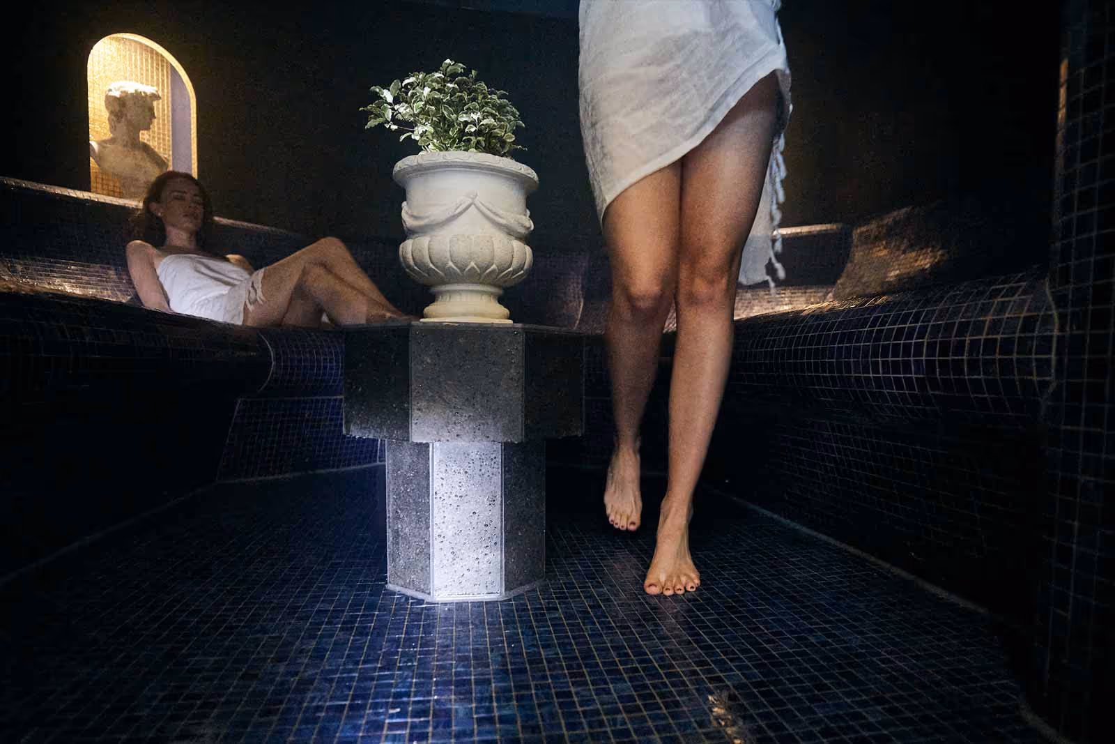 A woman leaving the hamam