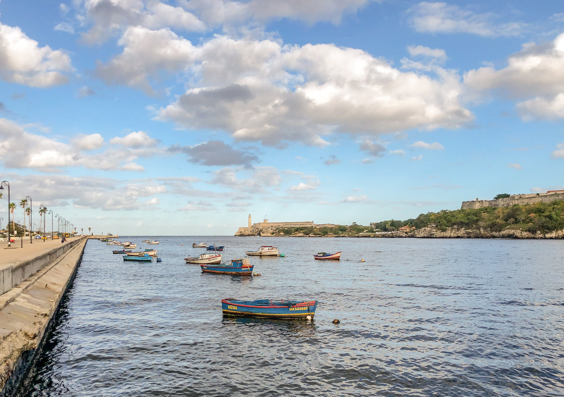 Port scene with boats in the water