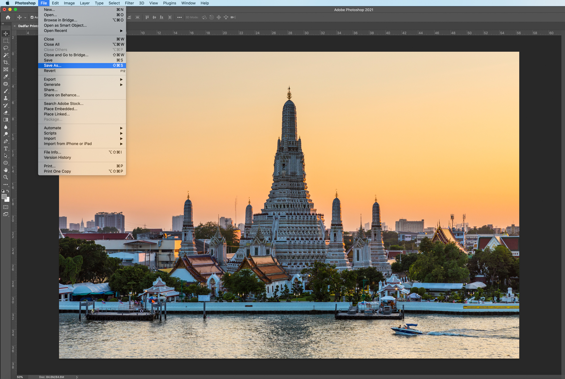 Photoshop screenshot showing how to select and change colour space