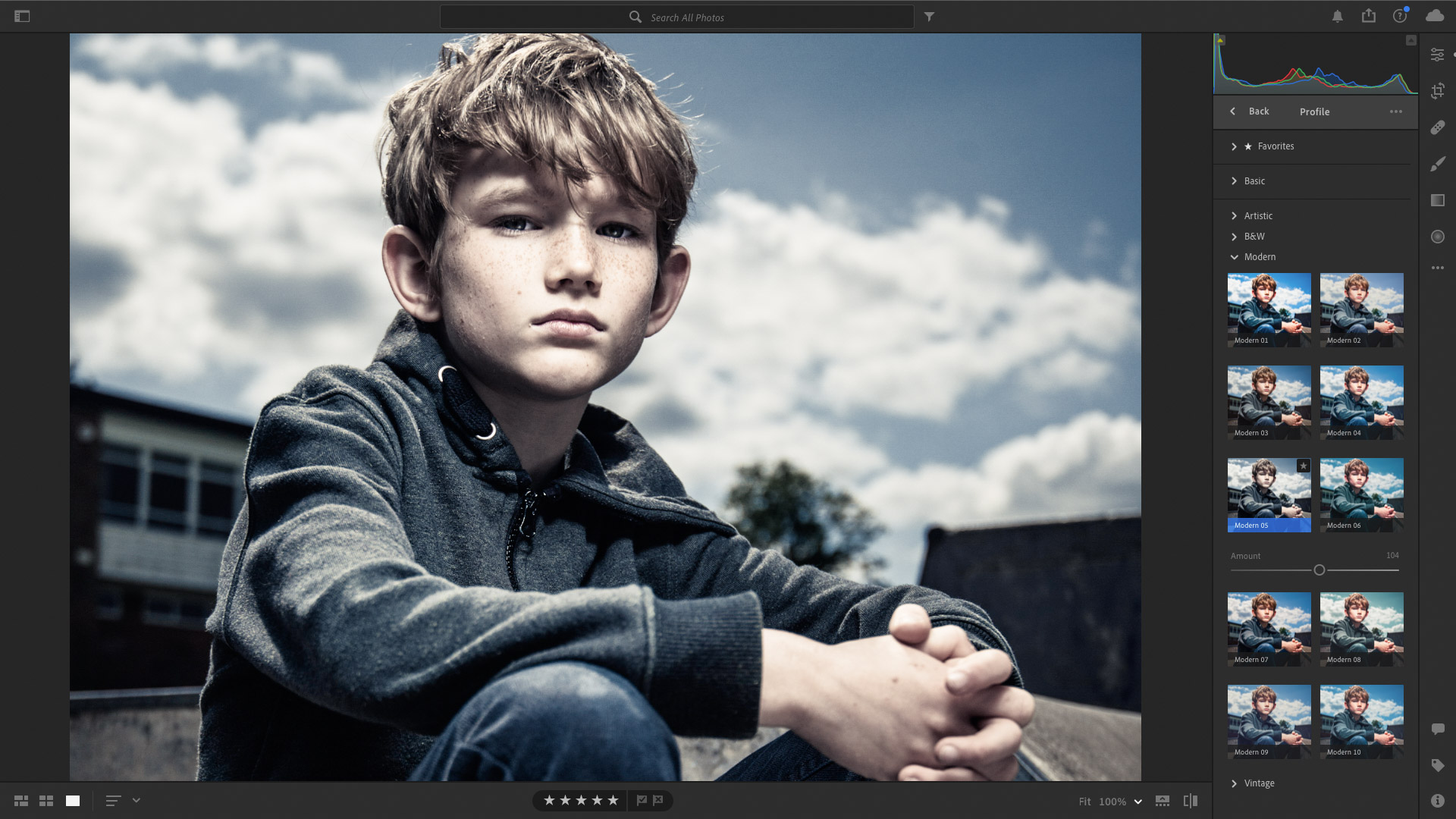 Creating a muted look with profiles in camera raw Lightroom