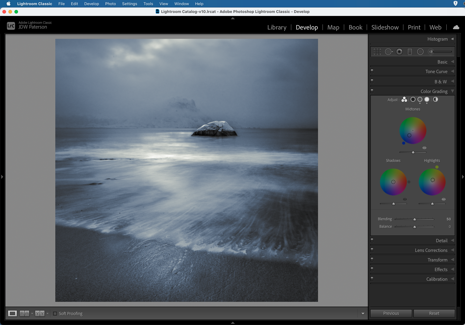 Screenshot showing the Color Grading wheels in Adobe Lightroom