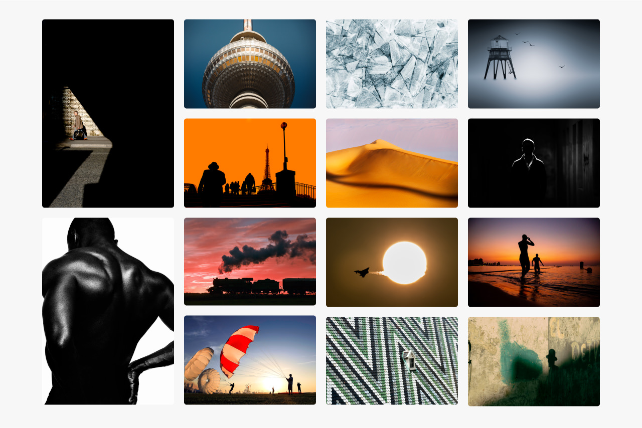 Montage of images showing how shape and form is used in image composition